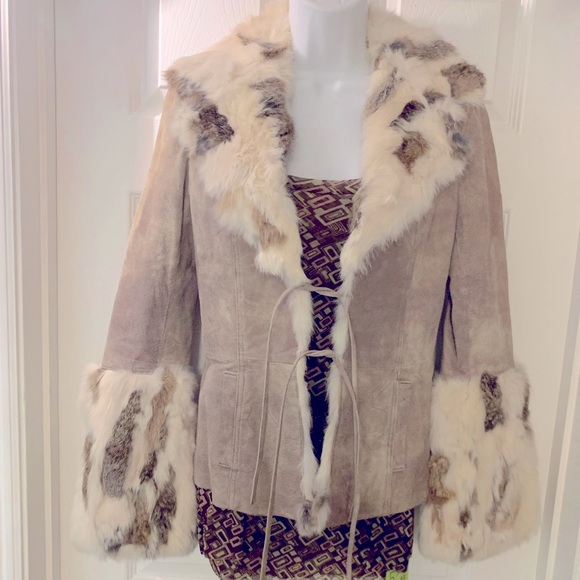 BeBe Cream Vintage Leather and Fur Snug Sexy Jacket - XS - Picture 4 of 8